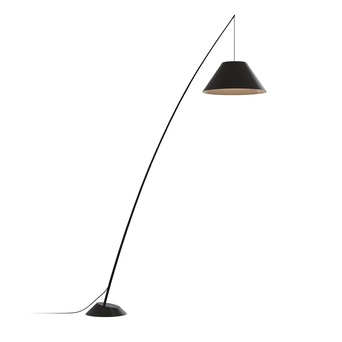 JUNCO Lámpara de pie de Schuller. Medidas: L 160 x A 235 (Amin 232, Amax 240) x F 55 cm. Color: Negro