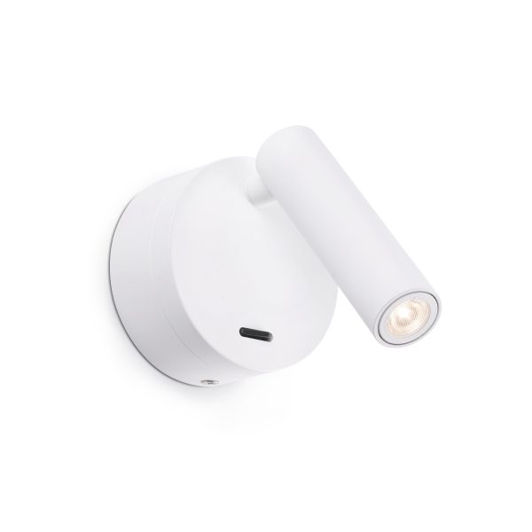 BOC LED Aplique de Faro. Medidas: Ø 85 x L 85 x A 170 x F 110 mm. Color: Blanco