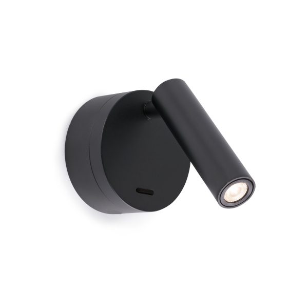 BOC LED Aplique de Faro. Medidas: Ø 85 x L 85 x A 170 x F 110 mm. Color: Negro