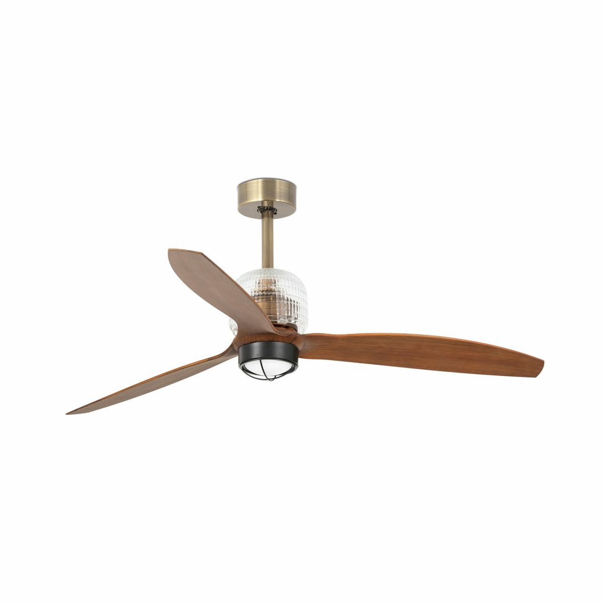 DECO FAN LED Ventilador de techo con luz de Faro. Medidas: Ø 1280 x L 1280 x A 674 x F 1280 mm. Color: Oro
