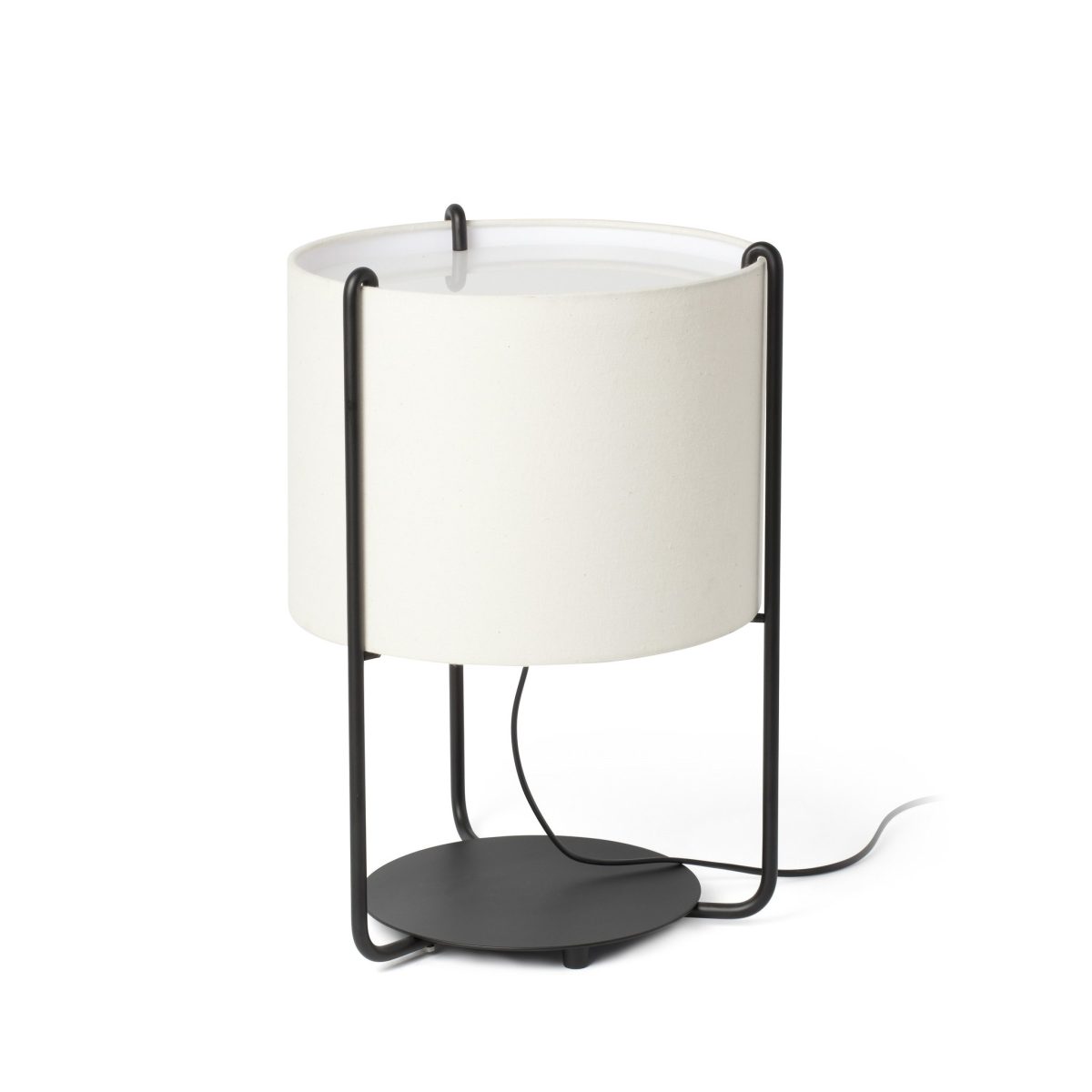 DRUM Sobremesa de Faro. Medidas: Ø 220 x L 220 x A 430 x F 220 mm. Color: Negro