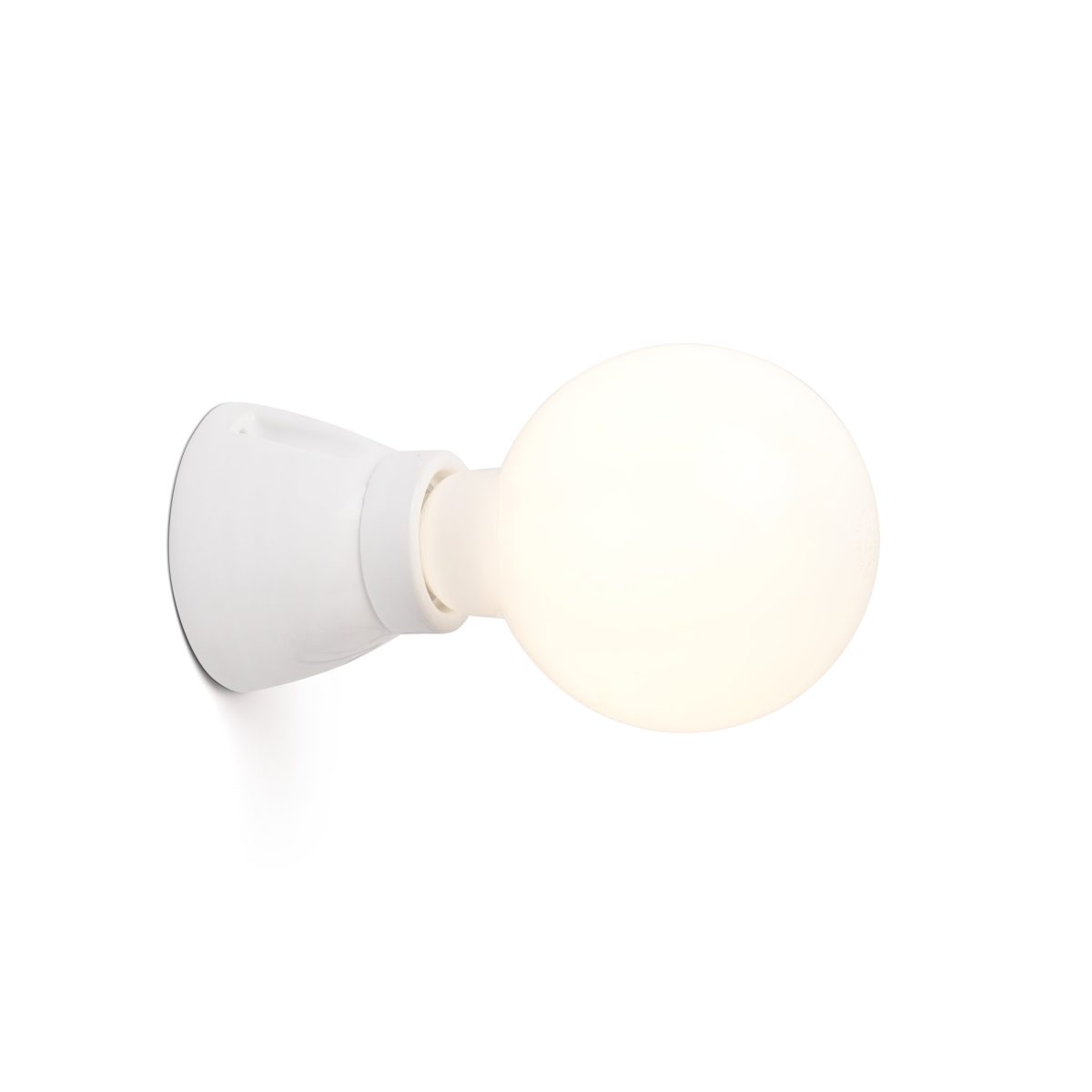 KERA Aplique de Faro. Medidas: Ø 74 x L 74 x A 74 x F 62 mm. Color: Blanco