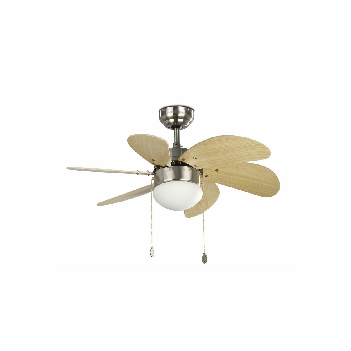 PALAO Ventilador de techo con luz de Faro. Medidas: Ø 810 x L 810 x A 390 x F 810 mm. Color: Niquel