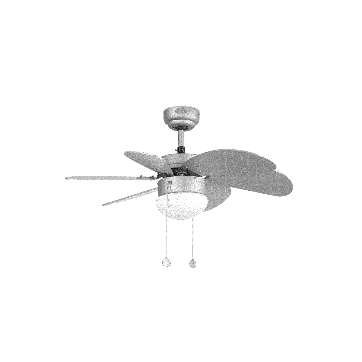 PALAO Ventilador de techo con luz de Faro. Medidas: Ø 810 x L 810 x A 390 x F 810 mm. Color: Gris