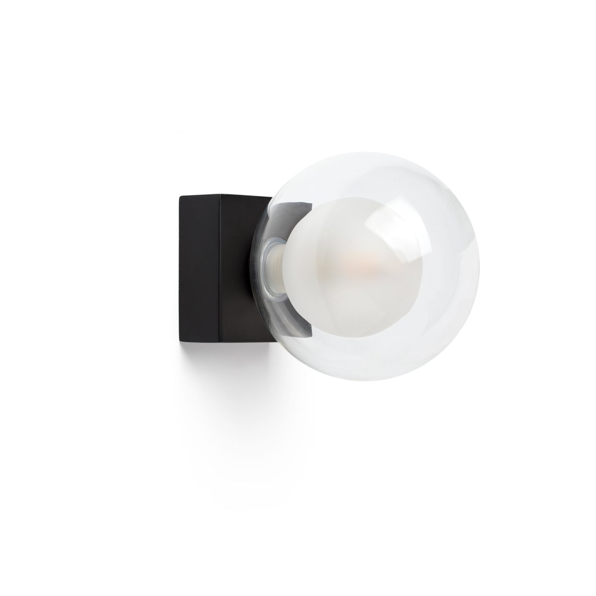 PERLA Aplique de Faro. Medidas: Ø 115 x L 115 x A 115 x F 155 mm. Color: Negro