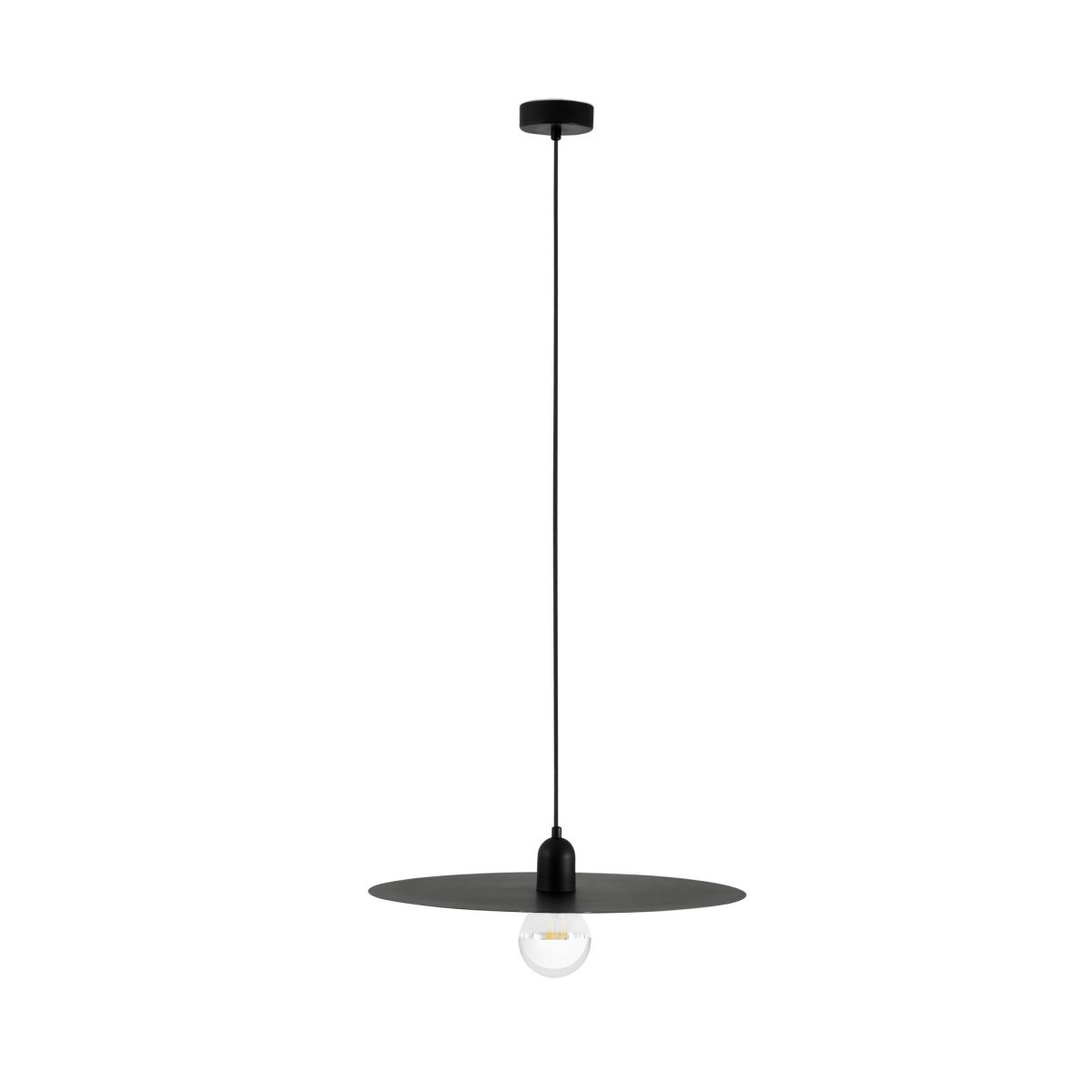 PLAT Colgante de Faro. Medidas: Ø 500 x L 500 x A 1590 x F 500 mm. Color: Negro