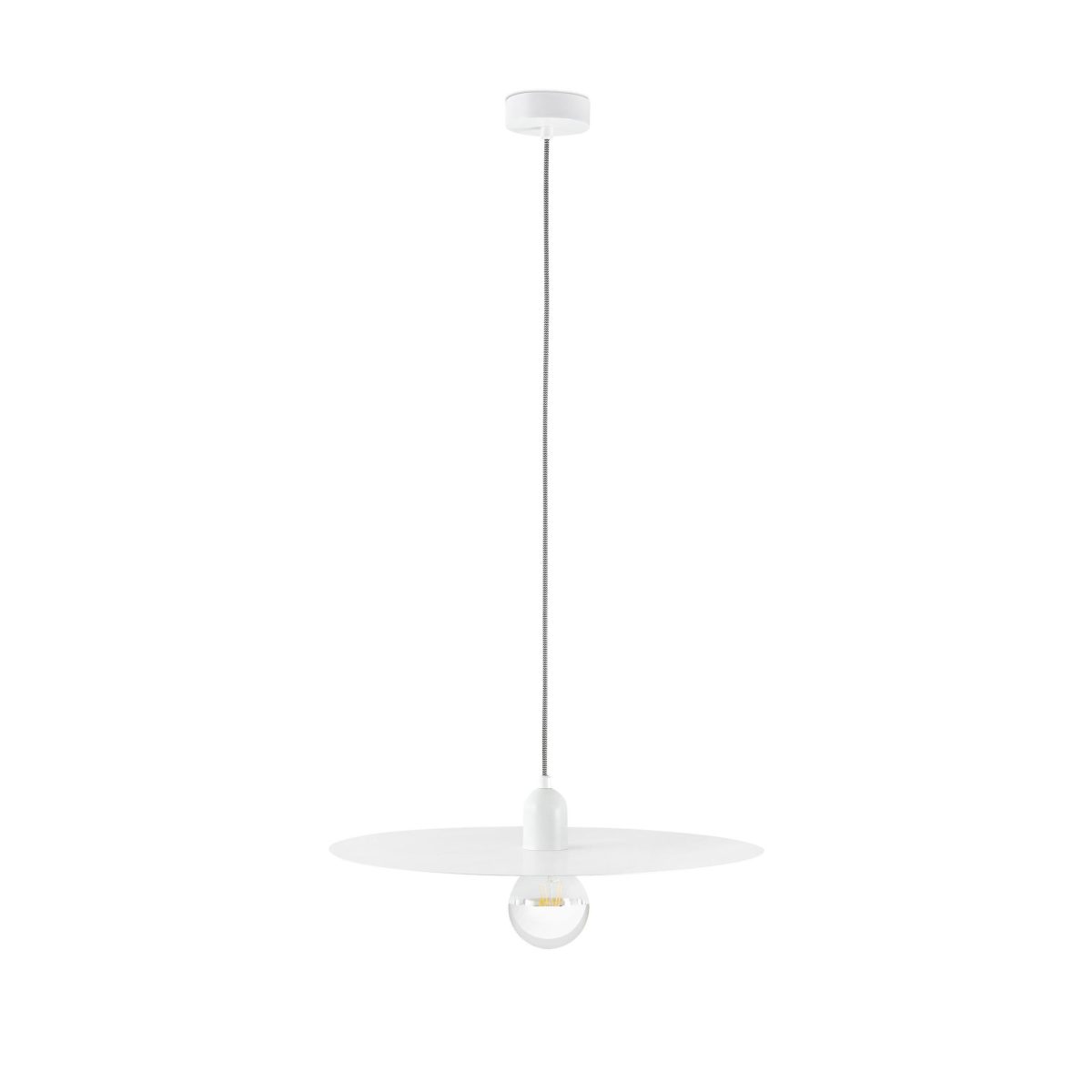 PLAT Colgante de Faro. Medidas: Ø 500 x L 500 x A 1590 x F 500 mm. Color: Blanco