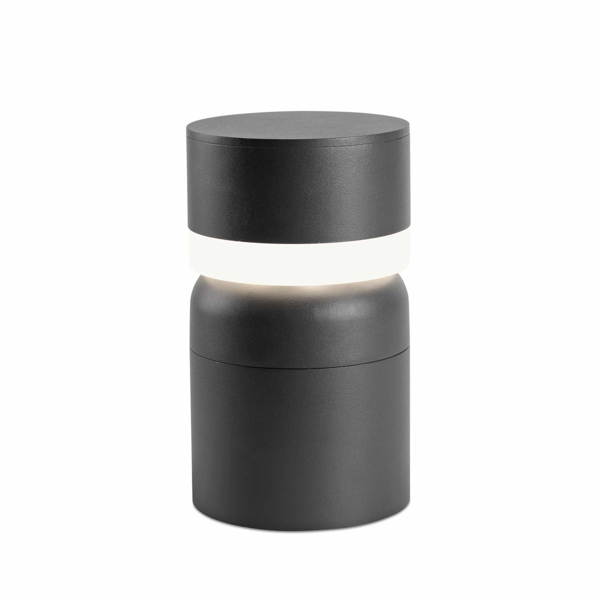 SETE LED Sobremuro de Faro. Medidas: L 145 x A 250 x F 145 mm. Color: Gris