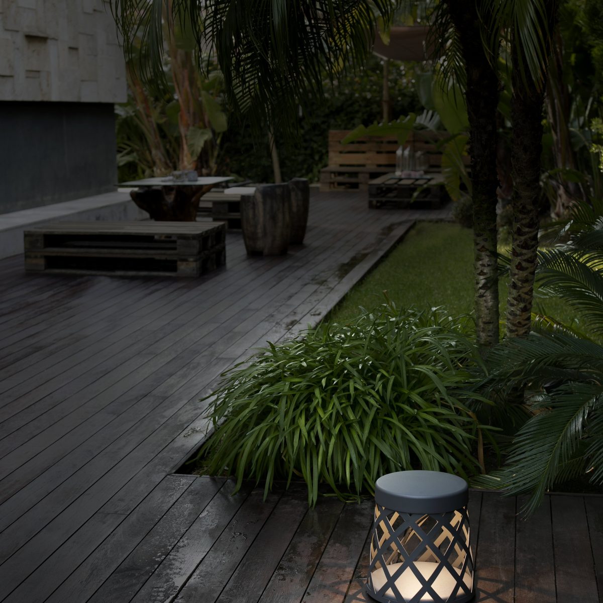 SHADOW LED Pie de Faro. Medidas: L 200 x A 250 x F 250 mm. Color: Gris