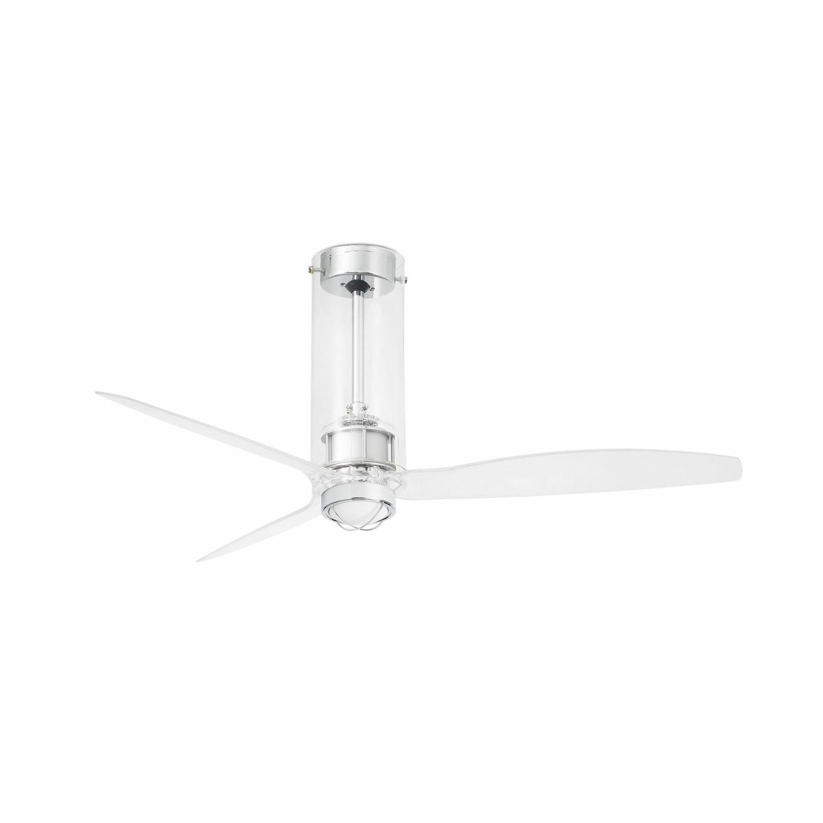 TUBE FAN LED Ventilador de techo con luz de Faro. Medidas: Ø 1280 x L 1280 x A 484 x F 1280 mm. Color: Cromo