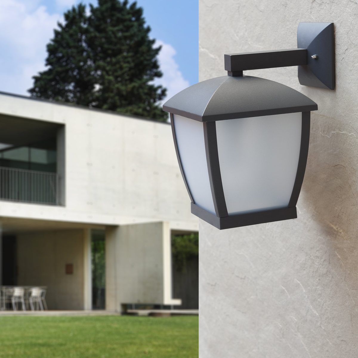 WILMA Aplique de Faro. Medidas: L 225 x A 320 x F 310 mm. Color: Gris