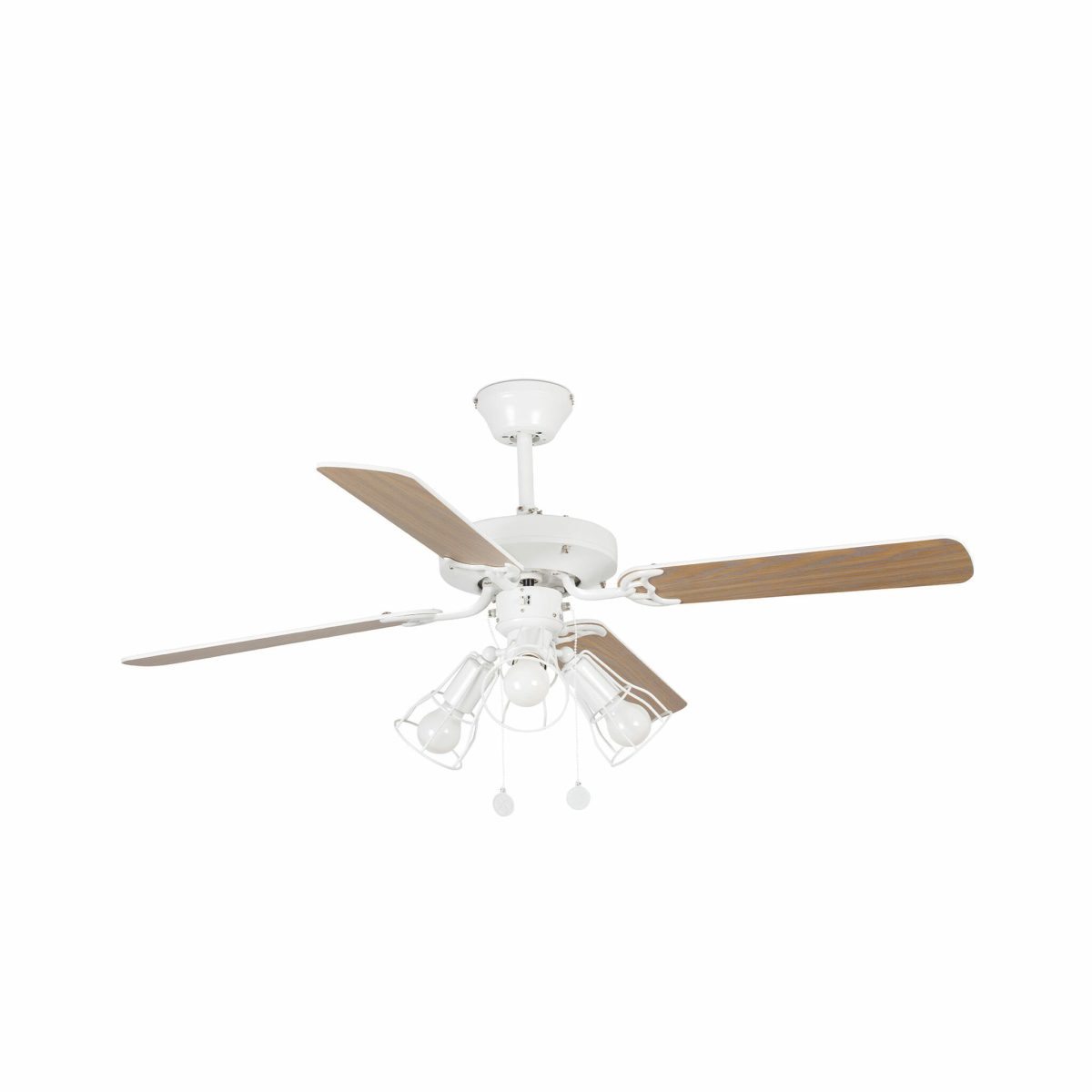 YAKARTA LED Ventilador de techo con luz de Faro. Medidas: Ø 1210 x L 1210 x A 520 x F 1210 mm. Color: Blanco